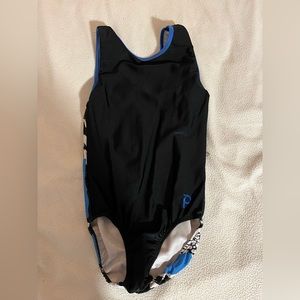 Black and blue gymnastics leotard. Girls size large